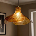 Suspension moderne en pétales de verre doré pour salon