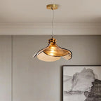 Suspension moderne en pétales de verre doré pour salon