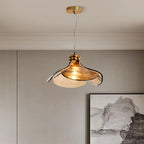 Suspension moderne en pétales de verre doré pour salon