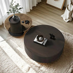 Table basse ronde gigogne en bois foncé de style moderne