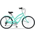 NAYSAYE Bicicletta da Spiaggia da 26 Pollici per Adulti, Bici da Pendolare a 7 velocità con Telaio in Acciaio per Donne per Corse Confortevoli, Verde Menta, 69.6*28.5*40.5