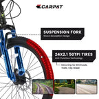 NAYSAYE Vélo VTT 24 Pouces, 21 Vitesses, Cadre en Acier pour Garçons et Filles pour Sentiers Hors Route, Noir et Vert, 56.3*7.88*28.35