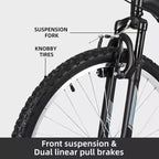 hykolity VTT 26 pouces Vélo de sport 18 vitesses VTT Cyclisme pour Adultes Hommes Femmes 14 ans et plus Vélos de sport extérieur Noir Vélo à double suspension intégrale