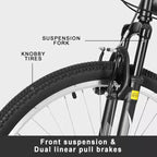 hykolity VTT 27,5 pouces Vélo Tout-Terrain 18 Vitesses Sport Pleine Suspension pour Hommes Adultes Unisexe Noir