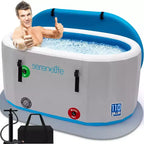 SereneLife Inflatable Cold Plunge Tub - 150 Gallon, Insulated Ice Bath Therapy Pod with Lid, Hand Pump, Storage Bag, and EVA Floor Mat (SLCPTBOV50)