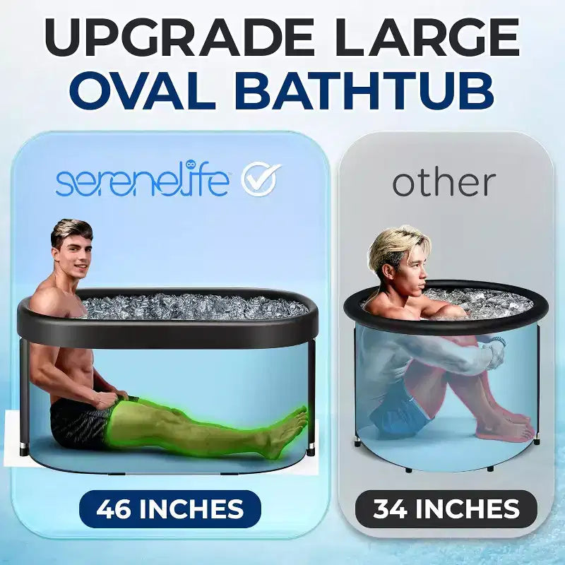 SereneLife Baignoire gonflable autoportante isolée de 397 L – Bain de glace avec couvercle, bassin de récupération par thérapie par le froid pour athlètes (noir)
