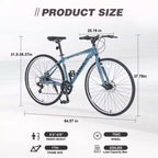 NAYSAYE Vélo VTT hybride 7 vitesses Cadre en aluminium Freins à double disque pour adultes et enfants, 64,57*25,19*37,79