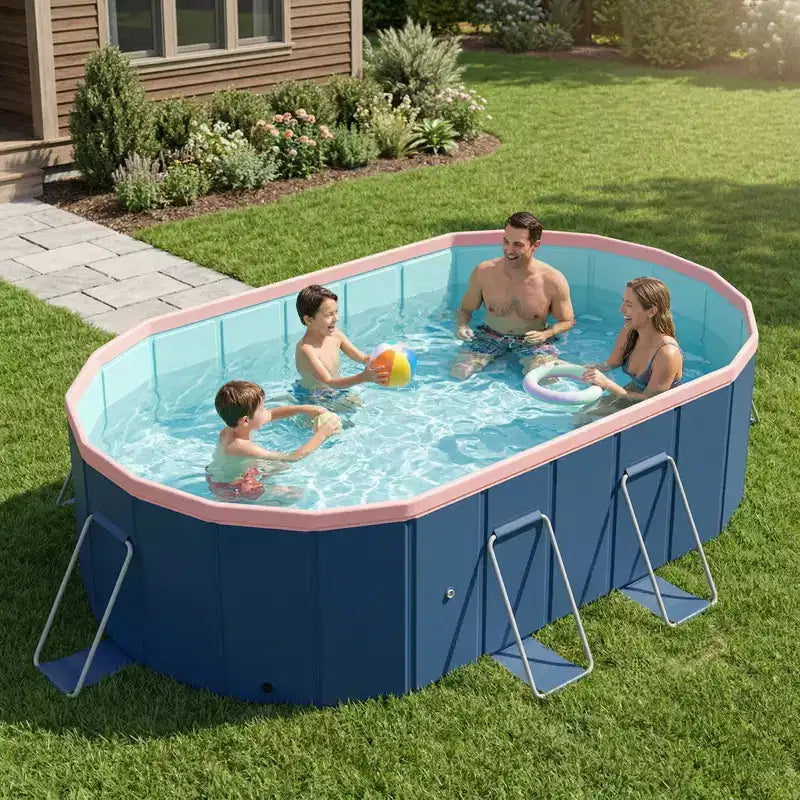 NAYSAYE Foldable Non-Inflatable Swimming Pool, Portable PVC Kids and Adults Pool Dog Pool for Outdoor Backyard Garden Above Ground Pool, 80.7*62*20