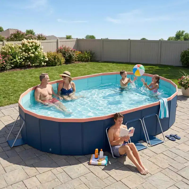 NAYSAYE Foldable Non-Inflatable Swimming Pool, Portable PVC Kids and Adults Pool Dog Pool for Outdoor Backyard Garden Above Ground Pool, 118*86*20