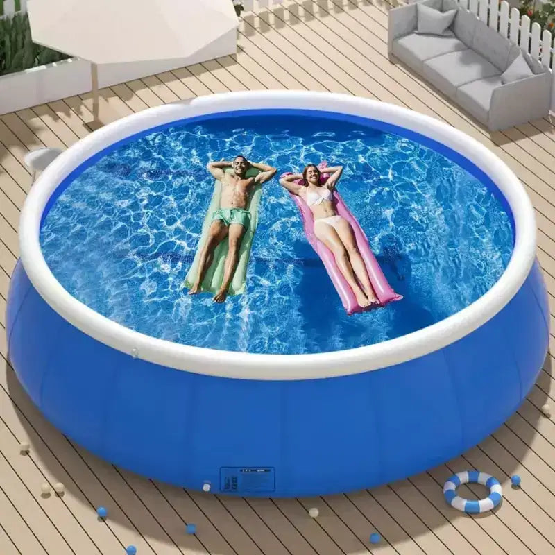 NAYSAYE Piscine hors sol gonflable en maille, installation et rangement faciles pour s'amuser dans le jardin, bleue, 144,09*144,09*29,92