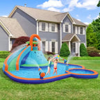 NAYSAYE Toboggan gonflable pour piscine hors-sol, maison de rebond multi-activités pour enfants, utilisation dans le jardin, multicolore, 212,60*200,80*100,40