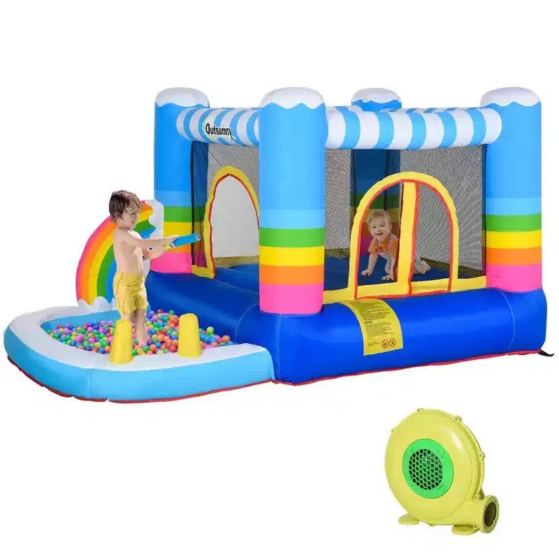 NAYSAYE Above Ground Pool Inflatable Bounce Pool Fun Play Design for Kids Outdoor Backyard Use, Multicolor, 110.30*67.00*61.00