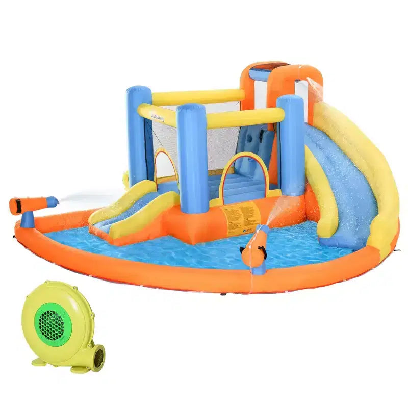 NAYSAYE Above Ground Pool Inflatable Water Slide Bounce House Multi Activity for Kids Backyard Fun, Multicolor, 13.70*11.80*6.20