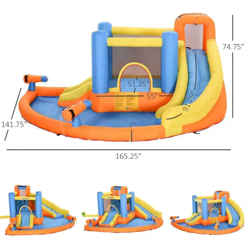 NAYSAYE Toboggan gonflable pour piscine hors sol, maison de rebond multi-activités pour enfants, amusement en plein air, multicolore, 13,70*11,80*6,20