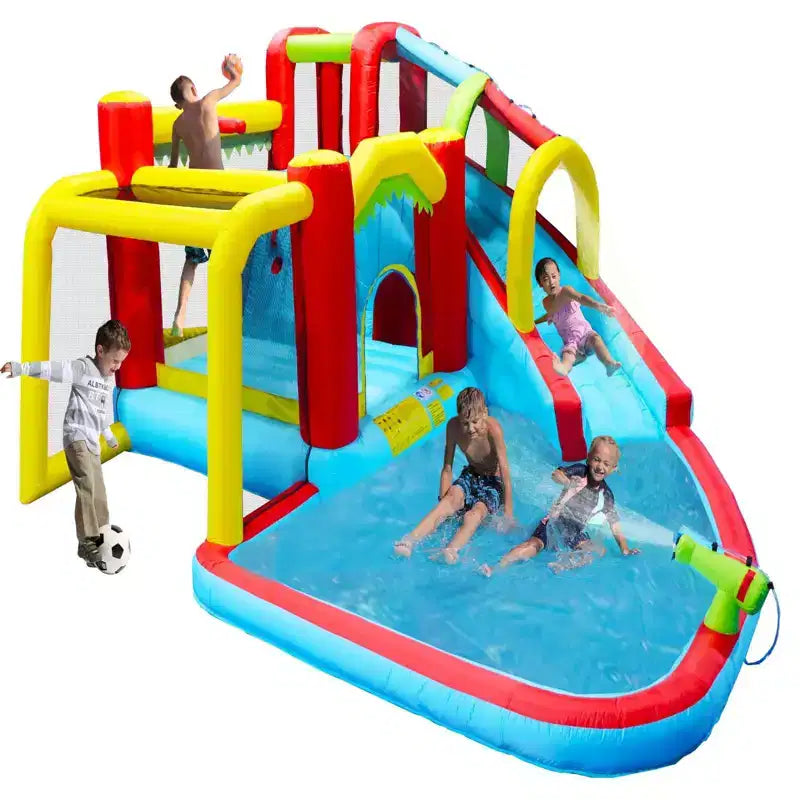 NAYSAYE Above Ground Pool Inflatable Water Park Slide Bounce House Multi Activity for Outdoor Use, Multicolor, 15.5*15.30*29.50