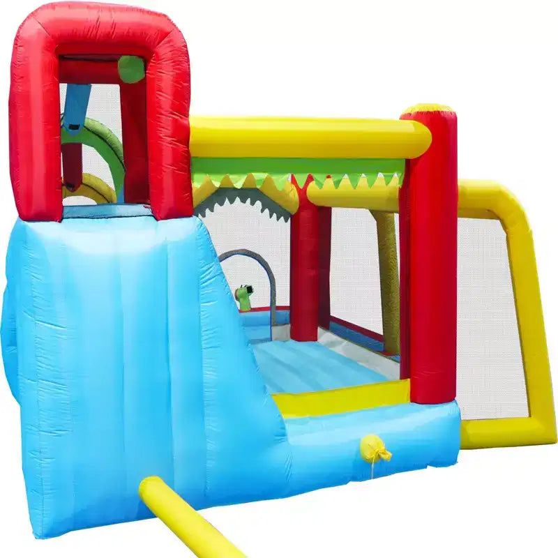 NAYSAYE Piscine hors sol gonflable toboggan parc aquatique maison de rebond multi-activités pour utilisation en extérieur, multicolore, 15,5*15,30*29,50