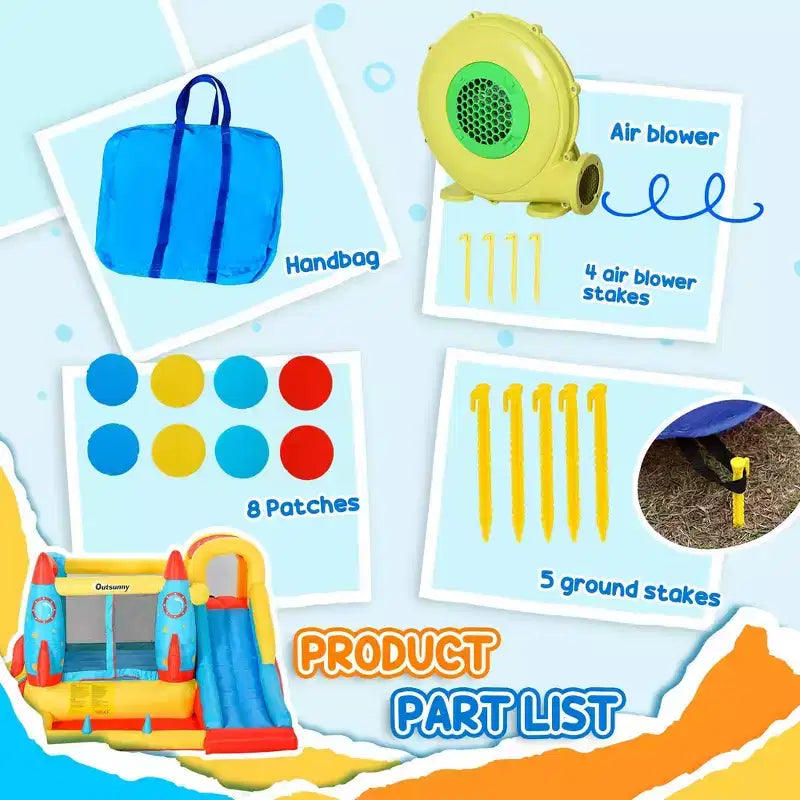 NAYSAYE Toboggan gonflable de piscine hors-sol, maison de rebond multi-activités pour enfants, utilisation en extérieur, multicolore, 130,00*104,30*72,80