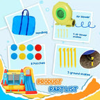 NAYSAYE Toboggan gonflable de piscine hors-sol, maison de rebond multi-activités pour enfants, utilisation en extérieur, multicolore, 130,00*104,30*72,80