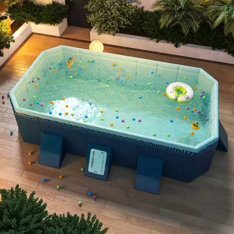 NAYSAYE Piscine pliante non gonflable, Piscine portable en PVC pour enfants et adultes, Piscine pour chiens pour jardin extérieur, Installation facile, 82,7*53,9*19,7