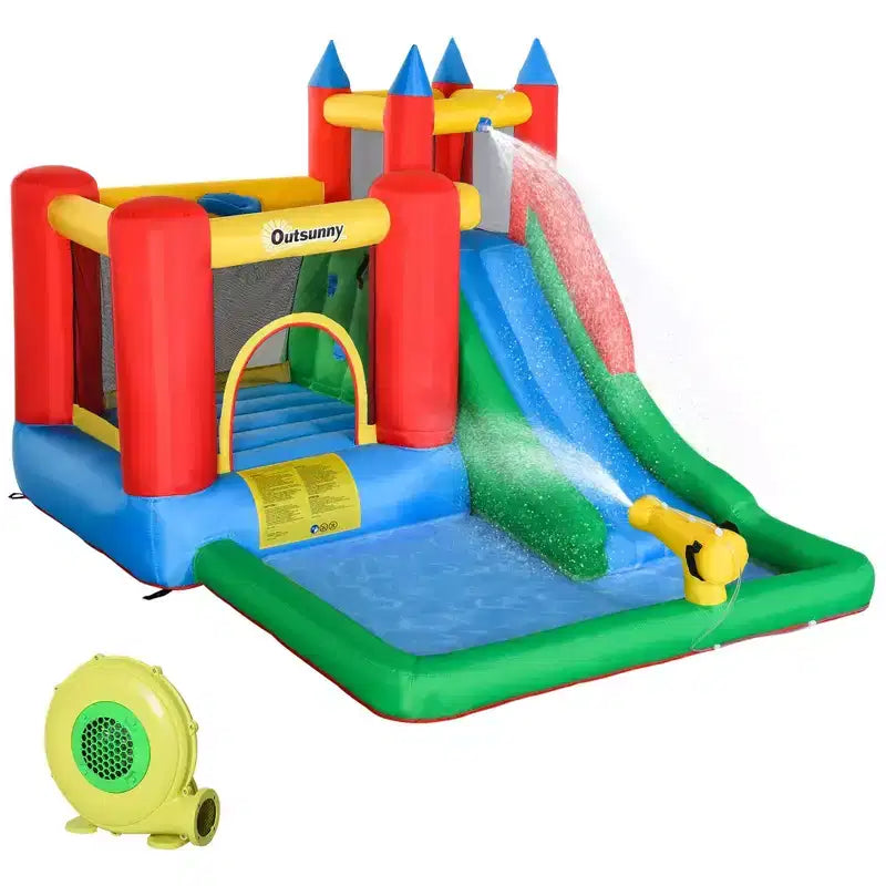 NAYSAYE Above Ground Pool Inflatable Kids Bounce House Water Slide Multi Activity for Backyard Fun, Multicolor, 130.00*96.50*84.75