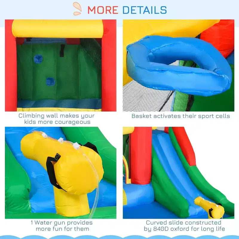 NAYSAYE Piscine hors sol gonflable pour enfants, maison de rebond, toboggan aquatique, multi-activités pour le plaisir dans le jardin, multicolore, 130,00*96,50*84,75