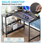 Bureau d'angle FDW 39/43 pouces pour jeux et études avec cadre métallique et étagères de rangement