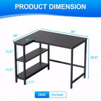 Bureau d'angle FDW 39/43 pouces pour jeux et études avec cadre métallique et étagères de rangement