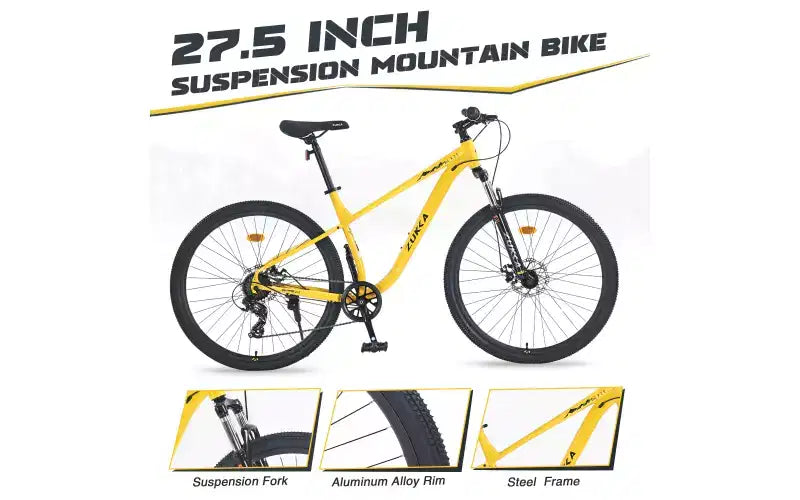 Bicicletta da montagna 27,5 pollici 8 velocità, per uomo, donna, ragazzo e ragazza, sospensione anteriore, telaio in acciaio