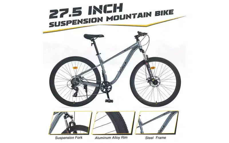 Bicicletta da montagna 27,5 pollici 8 velocità, per uomo, donna, ragazzo e ragazza, sospensione anteriore, telaio in acciaio