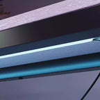 Scrivania da Gaming a LED Famapy, Scrivania da Computer con Telaio in Metallo, Presa di Corrente Integrata, Cassetti e Doppio Ripiano Rialzato