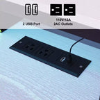 Scrivania da Gaming a LED Famapy, Scrivania da Computer con Telaio in Metallo, Presa di Corrente Integrata, Cassetti e Doppio Ripiano Rialzato