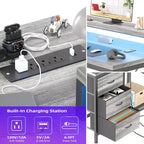 Bureau de jeu en U, bureau d'ordinateur réversible en L de 79 pouces avec prise de courant et bande LED