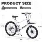 NAYSAYE Bicicletta Cargo Bike 7 velocità Telaio in lega Bici per adulti per pendolarismo quotidiano, Argento, 65*27.56*42.13