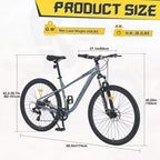 NAYSAYE Bicicletta Mountain Bike MTB 27,5 pollici 8 velocità con sospensione anteriore, telaio in acciaio resistente per uomo donna Avventure su ogni terreno, grigia, 68,5*27,1*40,55