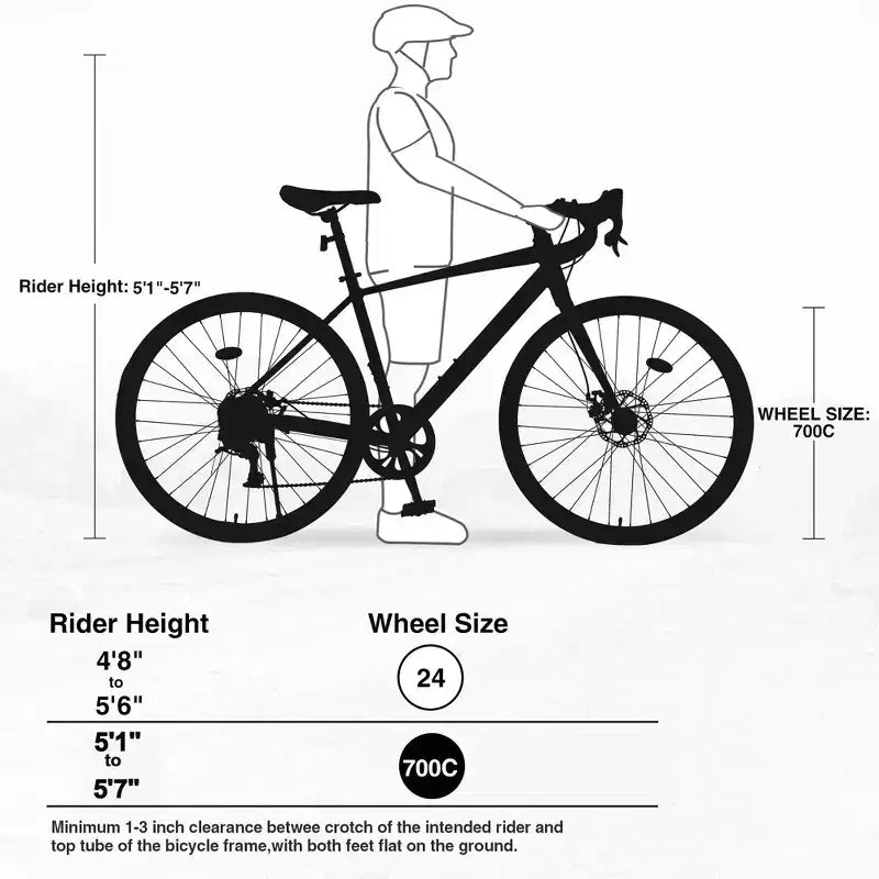 NAYSAYE Vélo de route hybride 700C pour adulte, vélo de course léger à cadre en aluminium 7 vitesses pour les trajets urbains, bleu, 68,5*18,8*39