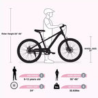 Bicicletta NAYSAYE Mountain Bike, telaio resistente in acciaio con sospensioni per bambini, per uso esterno, rosa, 63,78*24,8*37,2