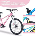 Bicicletta NAYSAYE Mountain Bike, telaio resistente in acciaio con sospensioni per bambini, per uso esterno, rosa, 63,78*24,8*37,2