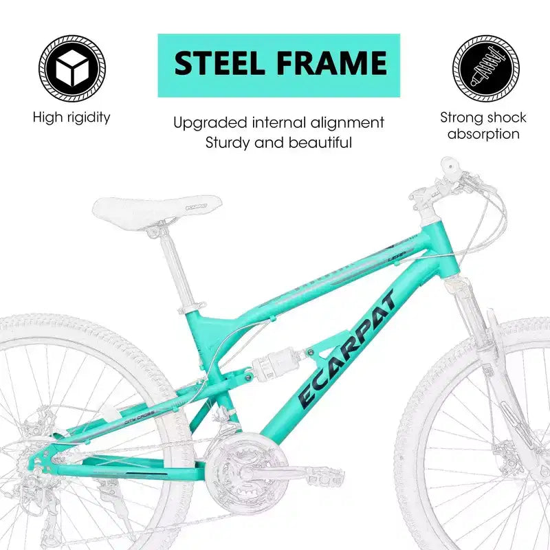 NAYSAYE Vélo de montagne 26 pouces Cadre en acier 21 vitesses Fourche suspendue Vélo adulte pour l'extérieur, Bleu, 68.00*27.00*38.00