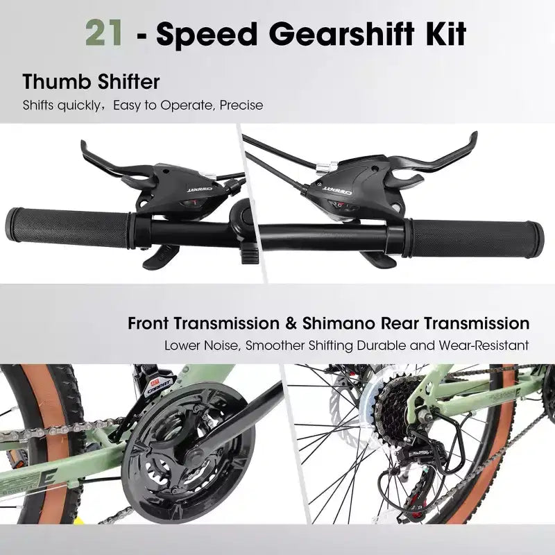 Bicicletta NAYSAYE Mountain Bike da 27,5 Pollici per Adulti con Freni a Disco per Pendolarismo ed Esplorazione Esterna, Verde, 70*27,5*40