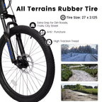 NAYSAYE Vélo VTT tout suspendu 27,5 pouces, 21 vitesses, avec double amortisseur pour hommes et femmes, noir, 68,1*27*39,7