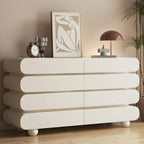 Commode double ovale en bois blanc glamour avec tiroirs à fermeture douce