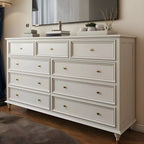 Commode double ovale en bois blanc glamour avec tiroirs à fermeture douce
