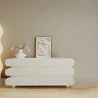 Commode double ovale en bois blanc glamour avec tiroirs à fermeture douce