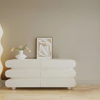 Commode double ovale en bois blanc glamour avec tiroirs à fermeture douce