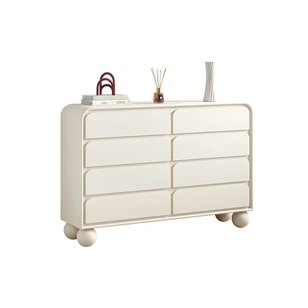 Commode double ovale en bois blanc glamour avec tiroirs à fermeture douce