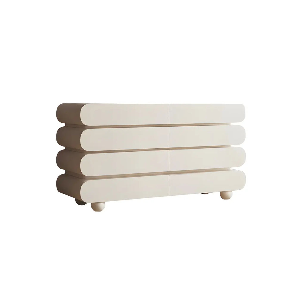 Commode double ovale en bois blanc glamour avec tiroirs à fermeture douce