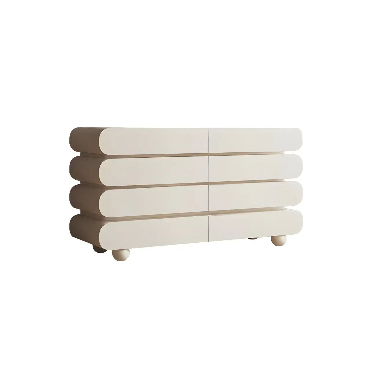 Commode double ovale en bois blanc glamour avec tiroirs à fermeture douce