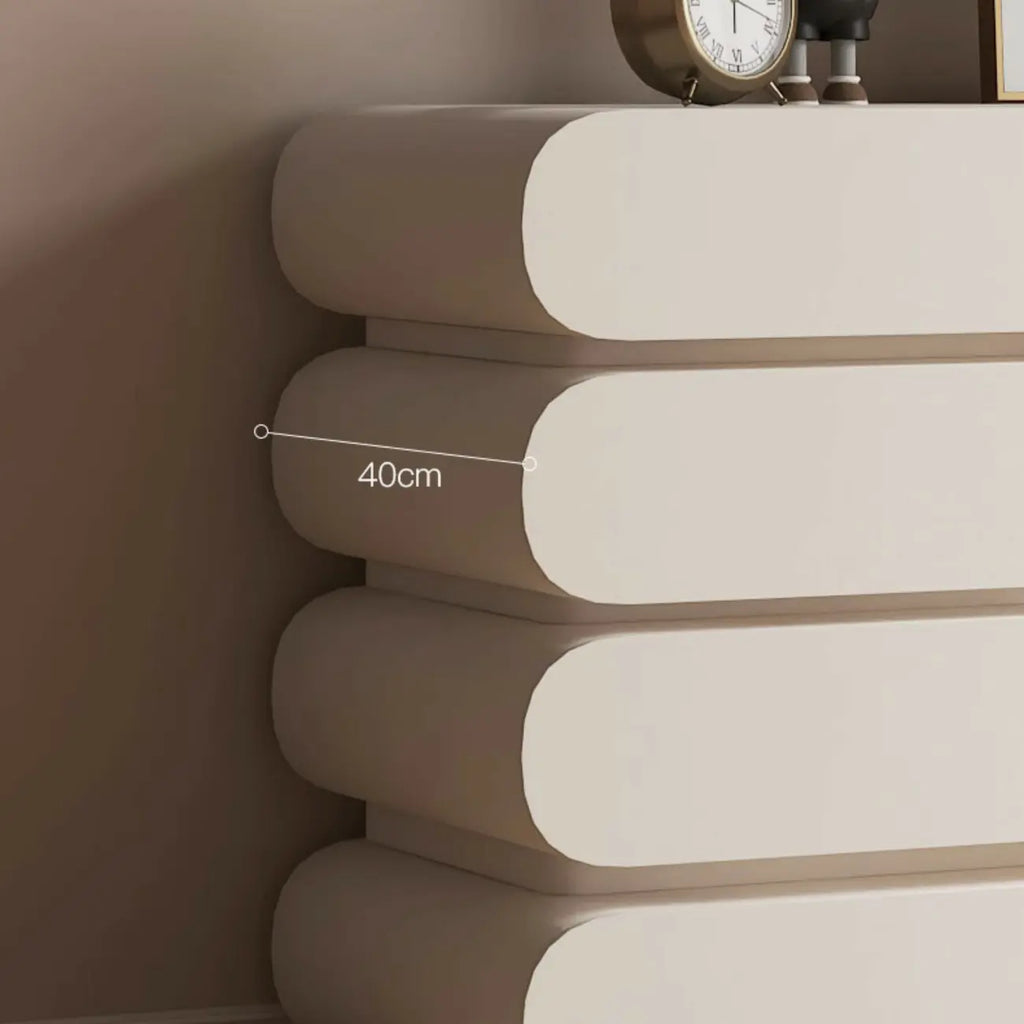 Commode double ovale en bois blanc glamour avec tiroirs à fermeture douce