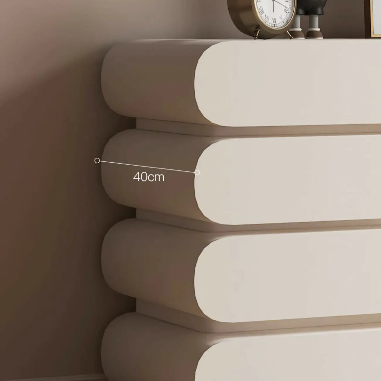 Commode double ovale en bois blanc glamour avec tiroirs à fermeture douce