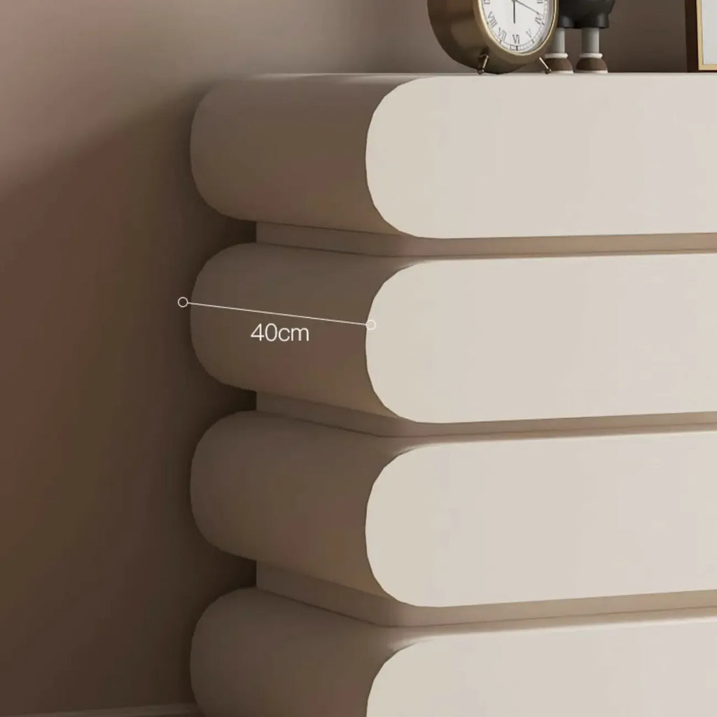 Commode double ovale en bois blanc glamour avec tiroirs à fermeture douce